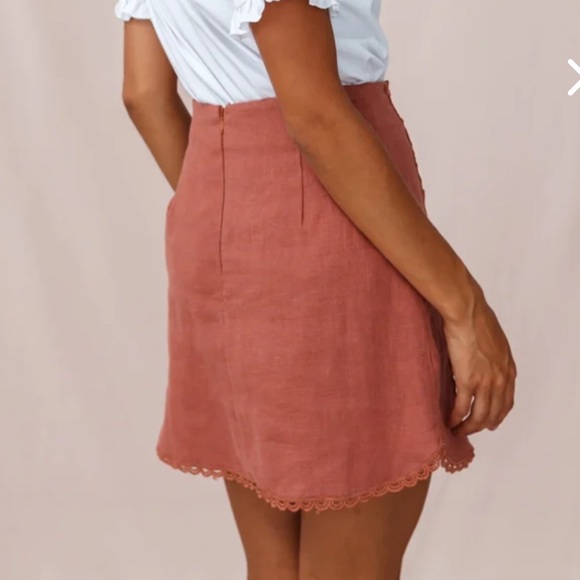 Lace Accent Mini Skirt - Terracotta - Picture 2 of 2
